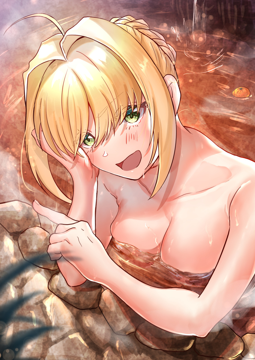 bathing fate/extra fate/stay_night onsen saber_extra tagme topless wet