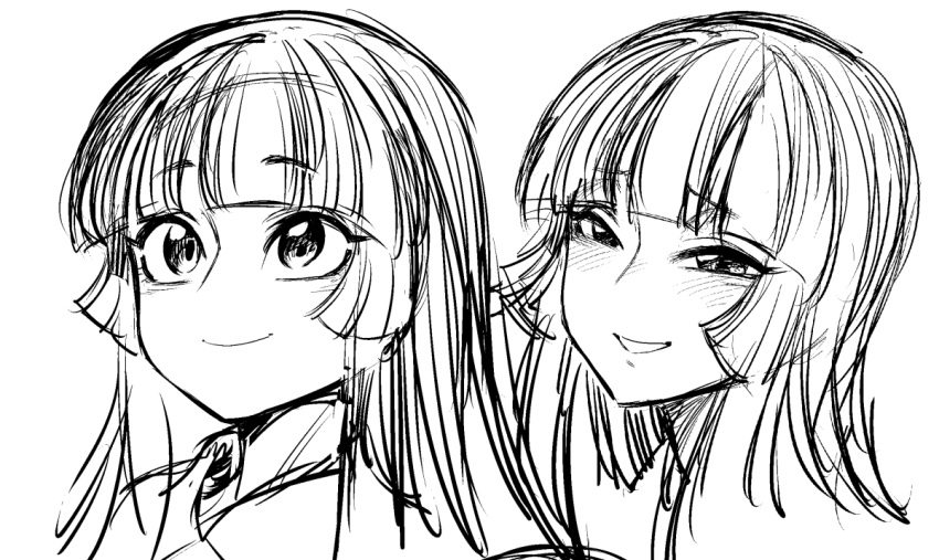 1girl bangs black_eyes blunt_bangs blush collared_shirt expressions eyebrows_visible_through_hair eyelashes grin hime_cut houraisan_kaguya japanese_clothes lips long_hair multiple_views shirt simple_background sketch smile space_jin thick_eyebrows touhou white_background