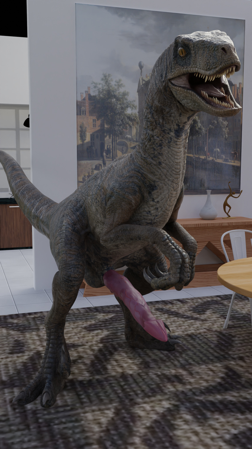 3d_(artwork) absurd_res blackburn538 digital_media_(artwork) dinosaur dromaeosaurid feral hi_res male male/male reptile scalie solo theropod