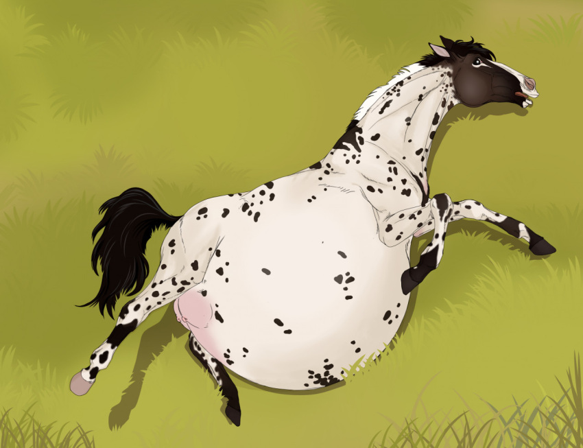 2021 appaloosa belly big_belly black_spots black_tail breasts butt digital_media_(artwork) equid equine female feral horse hyper hyper_belly inflation lying mammal marlett multicolored_body nipples on_side open_mouth pregnant pregnant_belly pregnant_female presenting presenting_hindquarters priestofjashin short_maned simple_background solo spots spotted_body spotty white_body