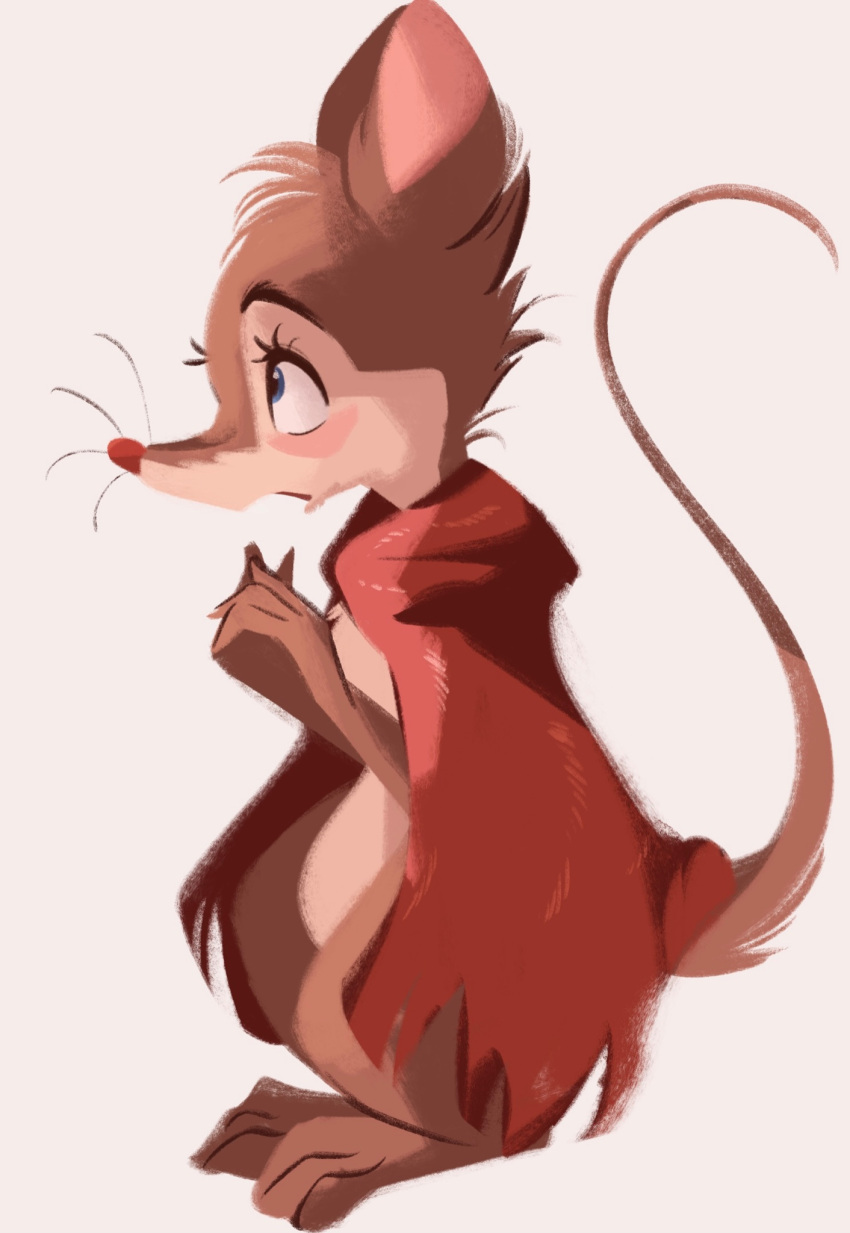 2021 anthro brown_body brown_fur don_bluth fur head_tuft hi_res mammal mouse mrs._brisby murid murine rodent simple_background solo standing the_secret_of_nimh tohupo tuft