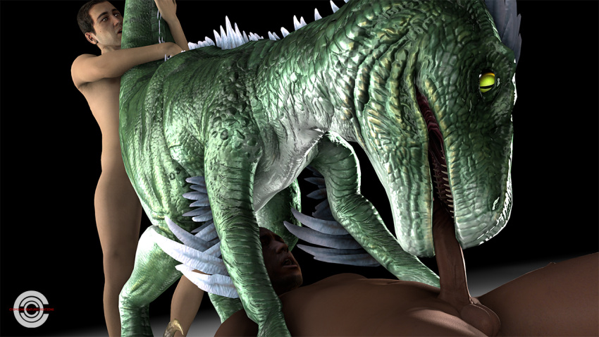 16:9 3d_(artwork) bestiality crimsoncreaturecreations digital_media_(artwork) dinosaur dromaeosaurid feathered_dinosaur feathers fellatio female feral group group_sex human human_on_feral interspecies male male/female male_on_feral mammal oral penetration penile rendered reptile scalie sex source_filmmaker spitroast theropod threesome velociraptor widescreen