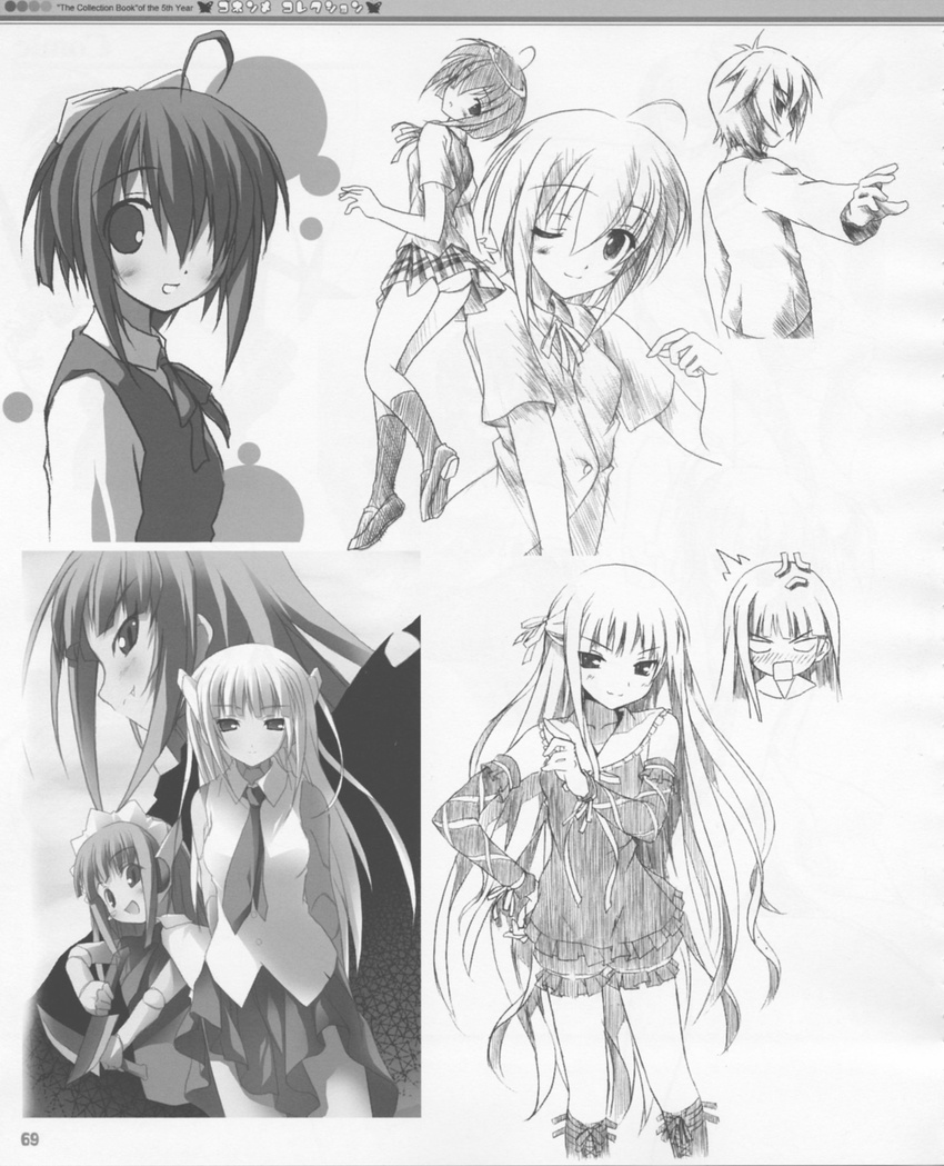 5_nenme_no_houkago chachazero evangeline_athanasia_katherine_mcdowell fate_averruncus kantoku karakuri_chachamaru mahou_sensei_negima miyazaki_nodoka monochrome sketch