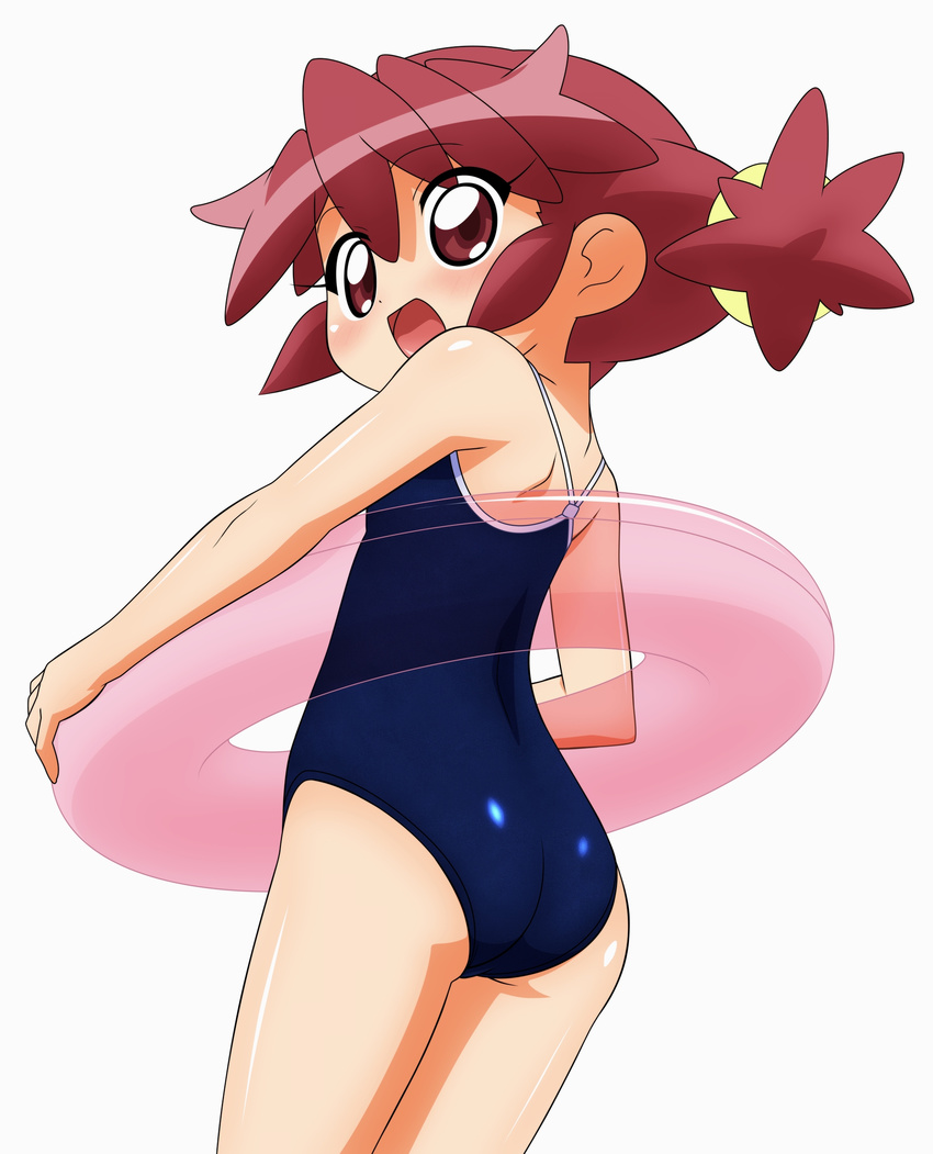 ass child competition_school_swimsuit fine from_behind fushigiboshi_no_futago_hime highres innertube looking_back one-piece_swimsuit open_mouth solo sugimura_tomokazu swimsuit twintails