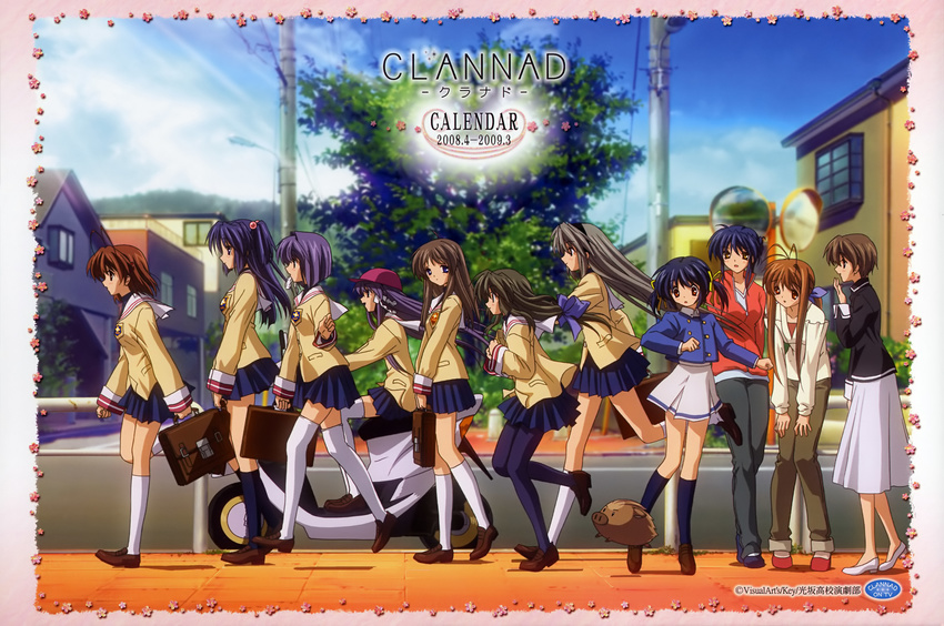 calendar clannad fujibayashi_kyou fujibayashi_ryou furukawa_nagisa furukawa_sanae ibuki_fuuko ibuki_kouko ichinose_kotomi miyazawa_yukine sagara_misae sakagami_tomoyo seifuku sunohara_mei