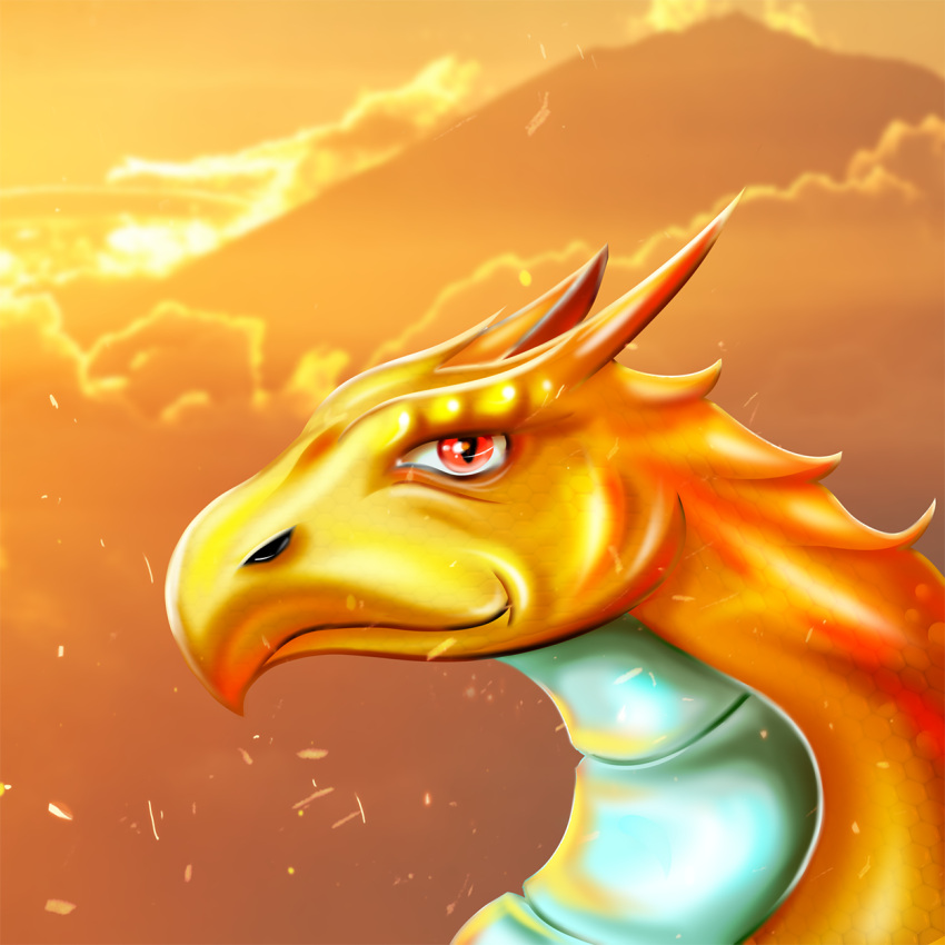 1:1 celestial_dragon desert dragon dusk hi_res scalie sharkdark solo sunrise western_dragon yellow_dragon