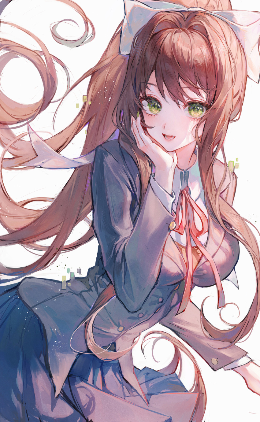 doki_doki_literature_club! matcha monika_(doki_doki_literature_club!) seifuku tagme