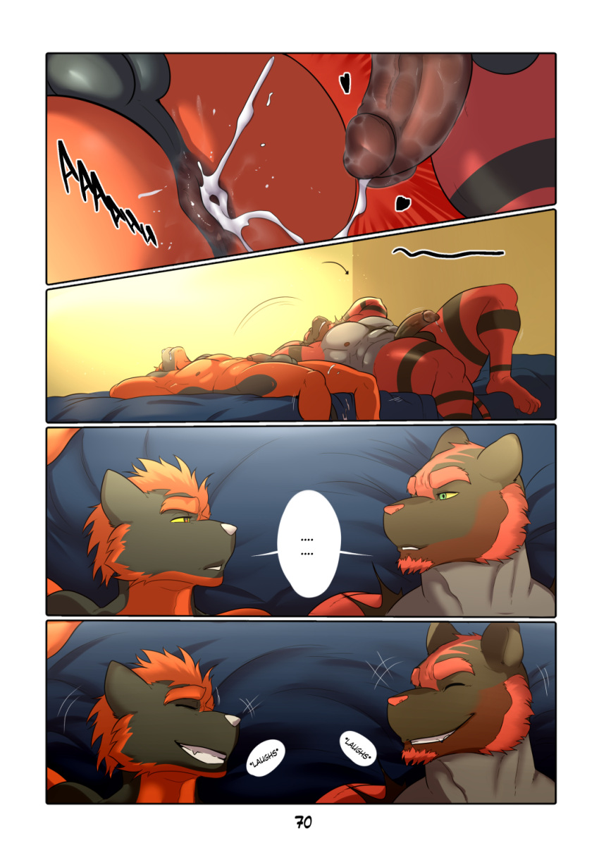 &lt;3 ... after_sex anthro anthro_on_anthro anus balls bodily_fluids brother brothers comic cum cum_in_ass cum_inside duo english_text eyes_closed genital_fluids genitals hi_res humanoid_genitalia humanoid_penis incest_(lore) incineroar male male/male muscular muscular_anthro muscular_male nintendo nude penis pok&eacute;mon pok&eacute;mon_(species) sibling smile text torracat video_games zourik