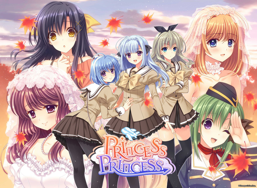 amaishi_ai amaishi_rapisu anjou_kohaku fuyou_kaede lithia navel nishimata_aoi pantyhose princess_x_princess seifuku selena_(princess_x_princess) shigure_asa shuffle shuffle!_episode2 skirt_lift suzuhira_hiro thighhighs uniform