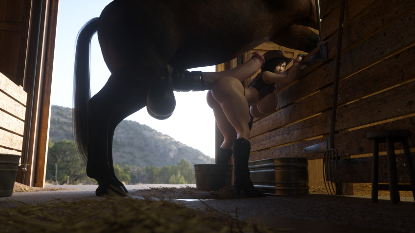 16:9 4k absurd_res animal_genitalia animal_penis barn bestiality big_breasts big_penis breasts butt duo equid equine equine_penis female female_on_feral feral final_fantasy final_fantasy_vii genitals hi_res horse human human_focus human_on_feral icedev imminent_sex interspecies male male/female male_on_human mammal not_furry_focus penis solo_focus square_enix tifa_lockhart video_games widescreen
