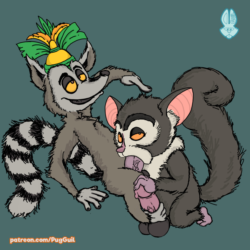 all_hail_king_julien anthro aye-aye balls crown dreamworks duo fellatio foot_fetish foot_play footjob genitals guil_bunny_(artist) hi_res king_julien lemur madagascar_(series) male male/male mammal maurice open_mouth oral penile penis primate ring-tailed_lemur sex strepsirrhine the_penguins_of_madagascar