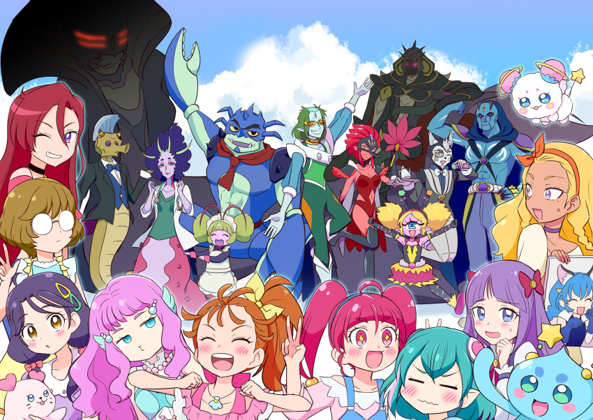 +_+ 6+boys 6+girls :3 :d ;d =_= ^_^ ^o^ abs ahoge amamiya_erena animal antennae aqua_hair armor armpits arms_at_sides arms_up asdge23 bakenyan_(precure) bangs biceps bindi black_choker black_eyes black_gloves blonde_hair blouse blue_bow blue_dress blue_eyes blue_gloves blue_hairband blue_overalls blue_skin blue_sky blue_vest blunt_bangs blush bodysuit bow bowtie braid breasts brooch brown_eyes brown_hair bubble_skirt bunny_ears_prank butler butler_(precure) cat cat_boy character_request choker chongy_ray cleavage clenched_hands closed_eyes closed_mouth clothing_cutout cloud collar collared_vest colored_sclera colored_skin commentary_request constricted_pupils crab_boy crop_top cyclops dancing day diamond_(symbol) doctor double_v dress elbow_gloves embarrassed eyebrows_visible_through_hair eyeliner eyewon_(precure) facepaint facing_viewer fan fang fangs fins flexing formal frilled_dress frills furry fuwa_(precure) garouga_(precure) giant giantess glasses gloves glowing glowing_eyes gold_choker green_hair grey_skin grin hagoromo_lala hair_between_eyes hair_bobbles hair_bow hair_ornament hair_over_shoulder hair_strand hairband hand_up head_fins heart heart_hair_ornament heart_in_eye helmet highres holding holding_animal holding_microphone hood horns hoshina_hikaru ichinose_minori jewelry jumping kaguya_madoka kappard_(precure) kururun_(precure) labcoat large_breasts laura_(precure) legs_up leotard lipstick long_hair long_sleeves looking_at_viewer looking_back low_twintails maid makeup mask medium_hair mermaid microphone mohawk monster_boy monster_girl multicolored_hair multiple_boys multiple_girls muscular muscular_male natsuumi_manatsu navel navel_cutout necktie nervous_smile no_nose no_sclera o3o one-eyed one_eye_closed opaque_glasses open_mouth ophiuchus_(precure) orange_hair overalls pantyhose paw_pose pink_blouse pink_bow pink_eyes pink_footwear pink_hair pink_lips pointy_ears ponytail portrait_(object) pose precure prunce_(precure) puckered_lips purple_choker purple_eyes purple_hair purple_skin red_eyes red_hair red_leotard red_neckwear red_skin round_eyewear round_teeth sea_slug seahorse seal see-through_sleeves shell_necklace shirtless shoes short_eyebrows short_hair shoulder_pads shrimp side_ponytail size_difference skirt sky sleeveless sleeveless_dress slug_girl smile star_(symbol) star_in_eye star_twinkle_precure stethoscope streaked_hair suit sunglasses surprised suspenders suzumura_sango sweatdrop symbol-shaped_pupils symbol_in_eye tail_fin takizawa_asuka teeth tengu tengu_mask tenjou_(precure) the_witch_of_delays thick_eyebrows third_eye triangle_hair_ornament tropical-rouge!_precure twin_braids twintails uneven_eyes upper_teeth v vest w wavy_mouth white_bow white_collar white_hair yellow-tinted_eyewear yellow_bow yellow_lips yellow_sclera yuni_(precure)