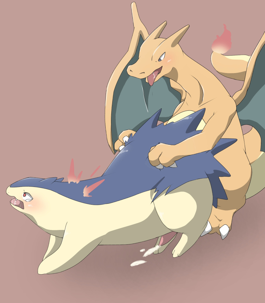 anal anthro blush bodily_fluids charizard cum cum_in_ass cum_inside cum_while_penetrated duo erection genital_fluids genitals hi_res kiteshiko male male/male male_penetrated male_penetrating male_penetrating_male nintendo penetration penis pok&eacute;mon pok&eacute;mon_(species) sex tapering_penis typhlosion video_games