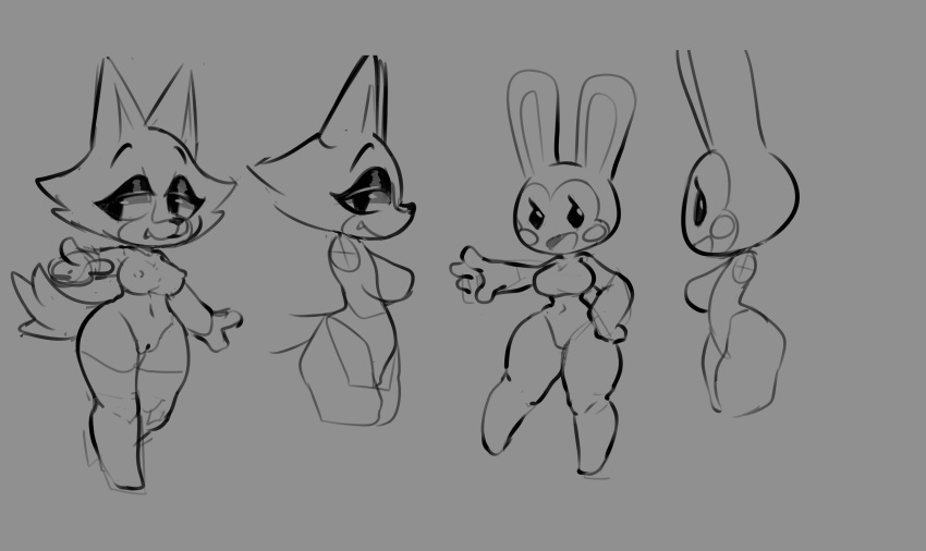 "villagers absurd_res animal_crossing anthro audie_(animal_crossing) breasts bunnie_(animal_crossing) canid canine canis ciavs doodles" female group hi_res humanoid lagomorph leporid mammal nintendo nude rabbit sketch sketch_page video_games wolf