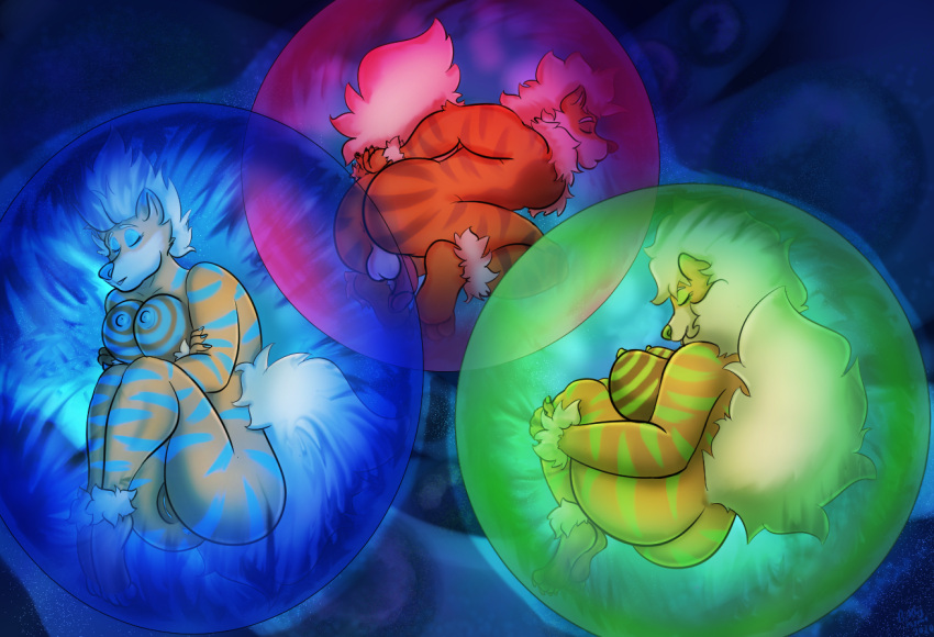 anthro arcanine balls breasts butt casual_nudity daughter father female fur genitals group husband male male/female mother nintendo nude parent penis pickles-hyena pok&eacute;mon pok&eacute;mon_(species) pussy sleeping stasis striped_body striped_fur stripes video_games wife