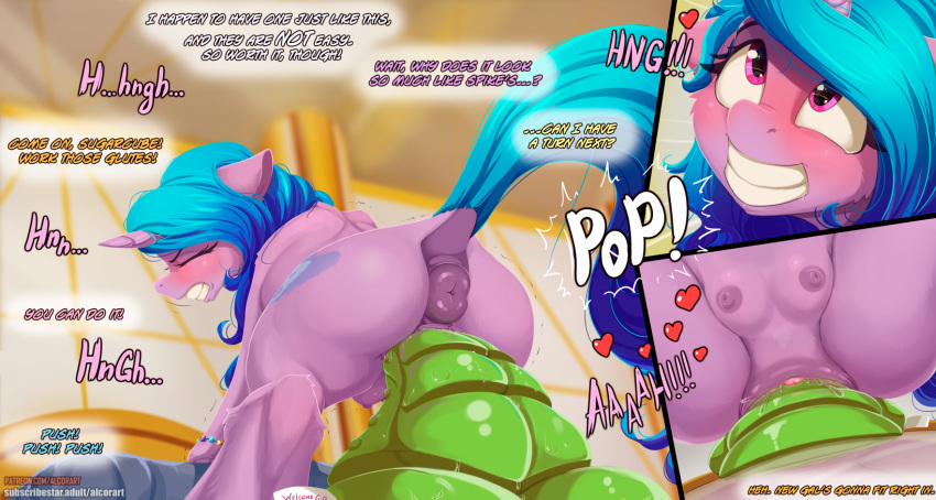 &lt;3 2021 alcor90 anus ball blush butt comic cutie_mark dialogue digital_media_(artwork) dildo dildo_in_pussy dildo_penetration dildo_sitting english_text equid equine eyelashes eyes_closed female feral genitals hasbro hi_res horn izzy_moonbow_(mlp) mammal masturbation my_little_pony penetration pussy sex_toy sex_toy_in_pussy sex_toy_penetration solo teats tennis_ball text unicorn unicorn_horn url vaginal vaginal_masturbation vaginal_penetration