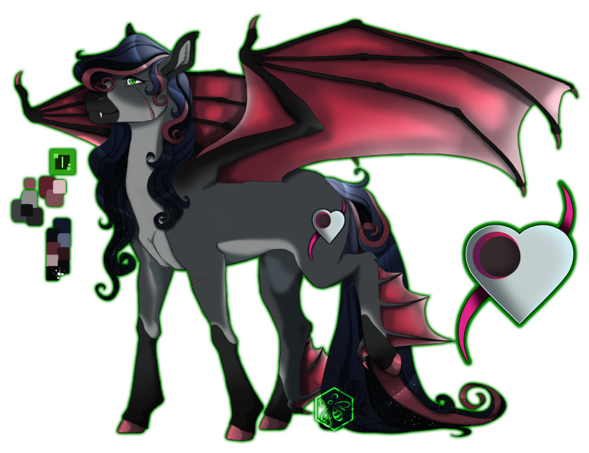 absurd_res black_hair black_tail bumblewish_(artist) dragon_wings equid equine female feral green_eyes grey_body hair hasbro hi_res horse long_hair long_tail mammal my_little_pony pony solo