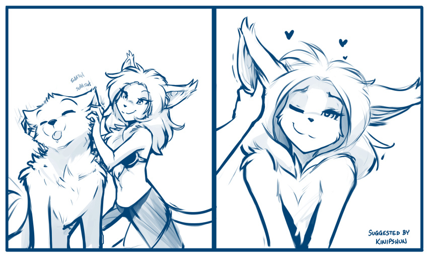 &lt;3 2021 anthro basitin bikini blep blue_and_white bodily_fluids border canid canine canis casual_nudity chest_tuft clothed clothing comic conditional_dnp drooling duo ear_scratch eyes_closed female fluffy hi_res keidran looking_pleasured male mammal midriff monochrome nude one_eye_closed saliva scratches scratching simple_background sketch skimpy smile swimwear tom_fischbach tongue tongue_out tuft twokinds webcomic white_background white_border wolf