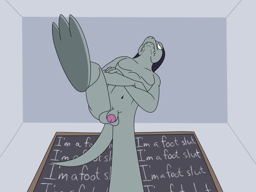 aaron_amethyst absurd_res anthro balls chalkboard classroom disney domination feet foot_fetish foot_focus genitals hi_res lizard low-angle_view male male_domination nude penis reptile scalie school solo solo_focus toffee_(svtfoe) worm's-eye_view writing_text