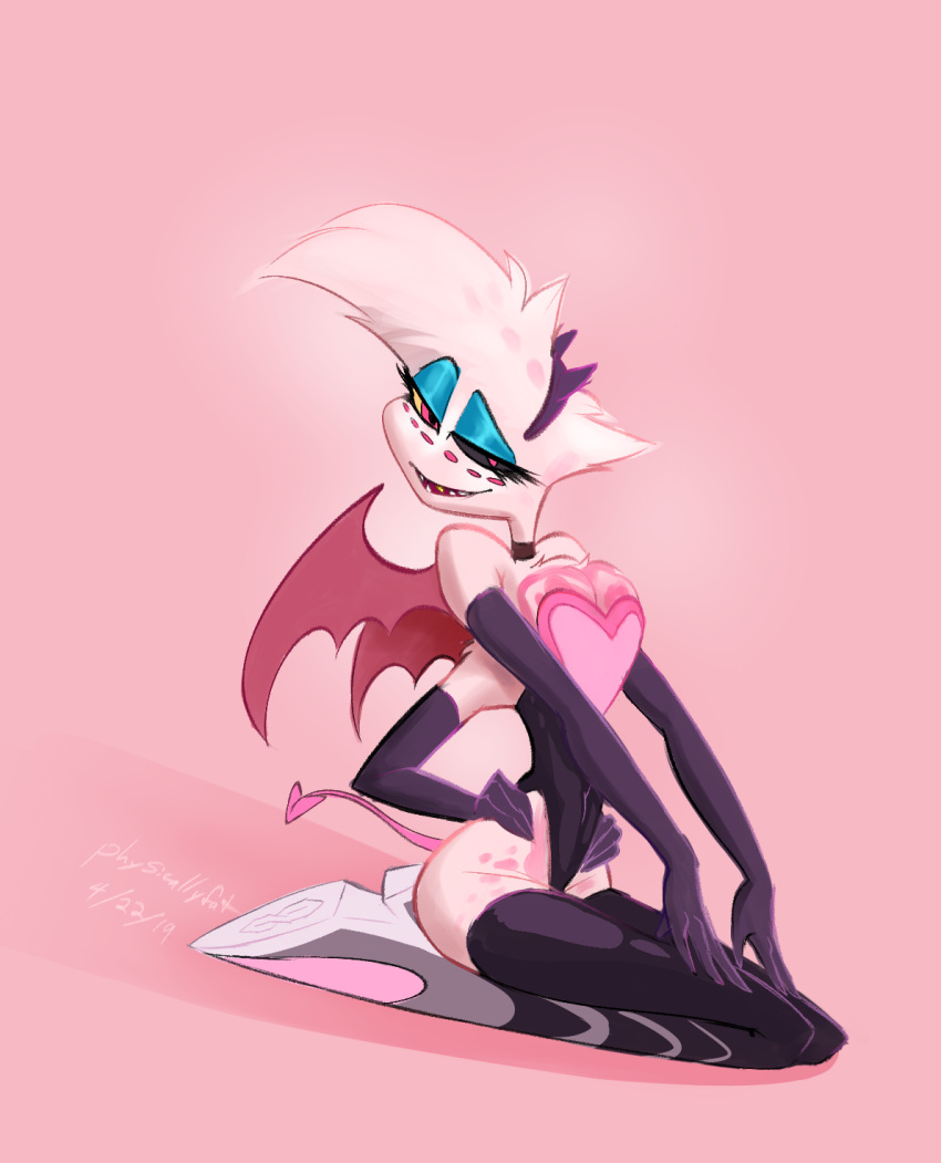 angel_dust arachnid artblush arthropod clothed clothing demon demon_(cosplay) hazbin_hotel hi_res leotard male pinup pose rouge_the_bat solo sonic_the_hedgehog_(series) spider