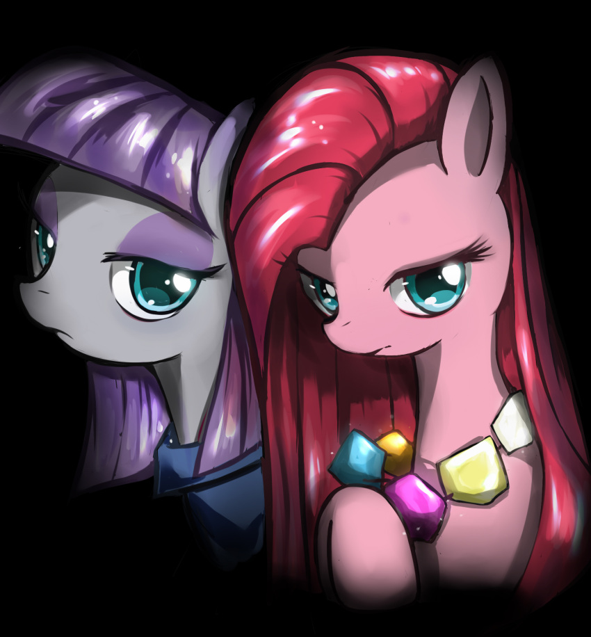 2014 blue_eyes cbreturn duo earth_pony equid equine female friendship_is_magic hair hi_res horse jewelry long_hair mammal maud_pie_(mlp) my_little_pony necklace pink_hair pinkamena_(mlp) pinkie_pie_(mlp) pony purple_hair sibling sister