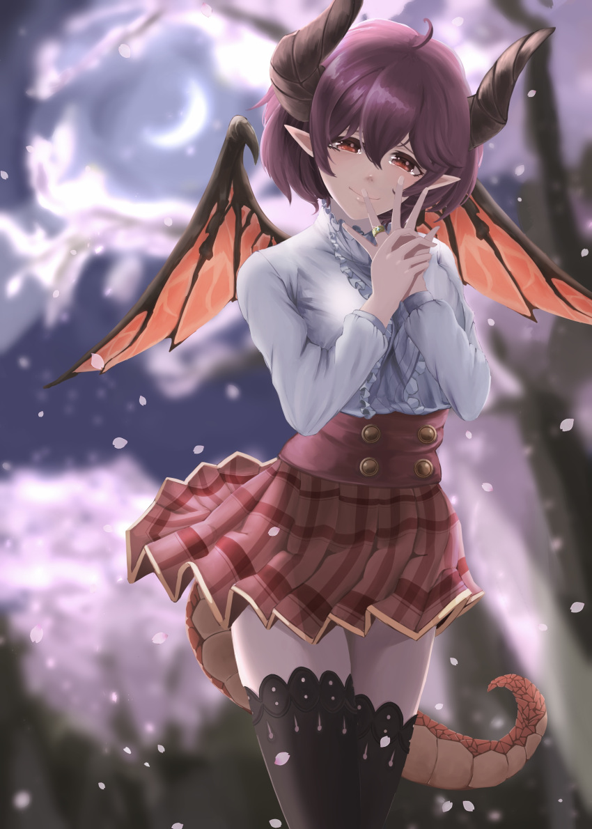 grea_(shingeki_no_bahamut) horns manaria_friends monster_girl pointy_ears skirt_lift tagme tail thighhighs wings