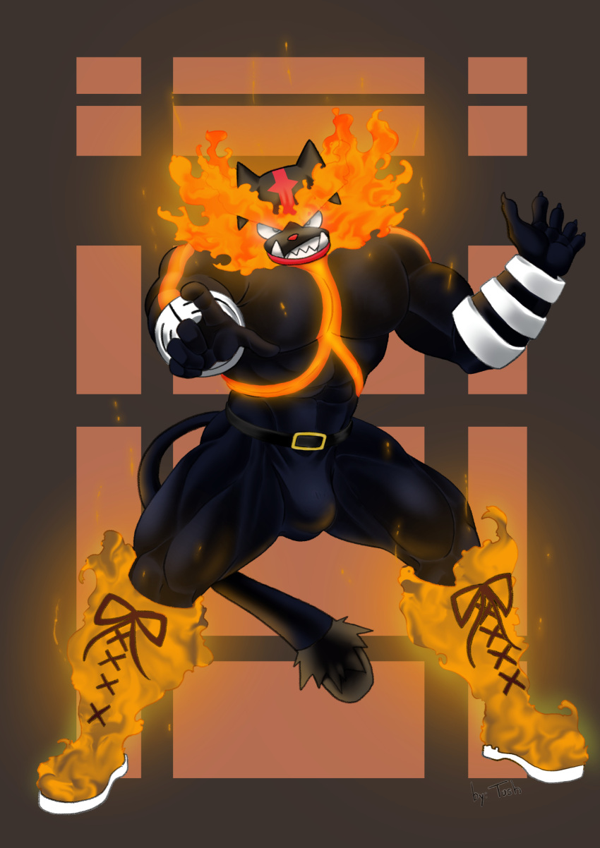 2021 5_fingers anthro bulge endeavor_(mha) fingers hi_res incineroar looking_at_viewer male my_hero_academia nintendo pok&eacute;mon pok&eacute;mon_(species) solo tush video_games