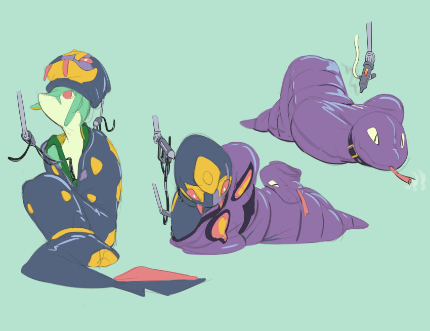 2021 arbok avian bdsm bird bondage bound clothed clothing costume digital_drawing_(artwork) digital_media_(artwork) encasement hi_res nintendo owl owy pok&eacute;mon pok&eacute;mon_(species) reptile scalie serperior seviper simple_background snake video_games