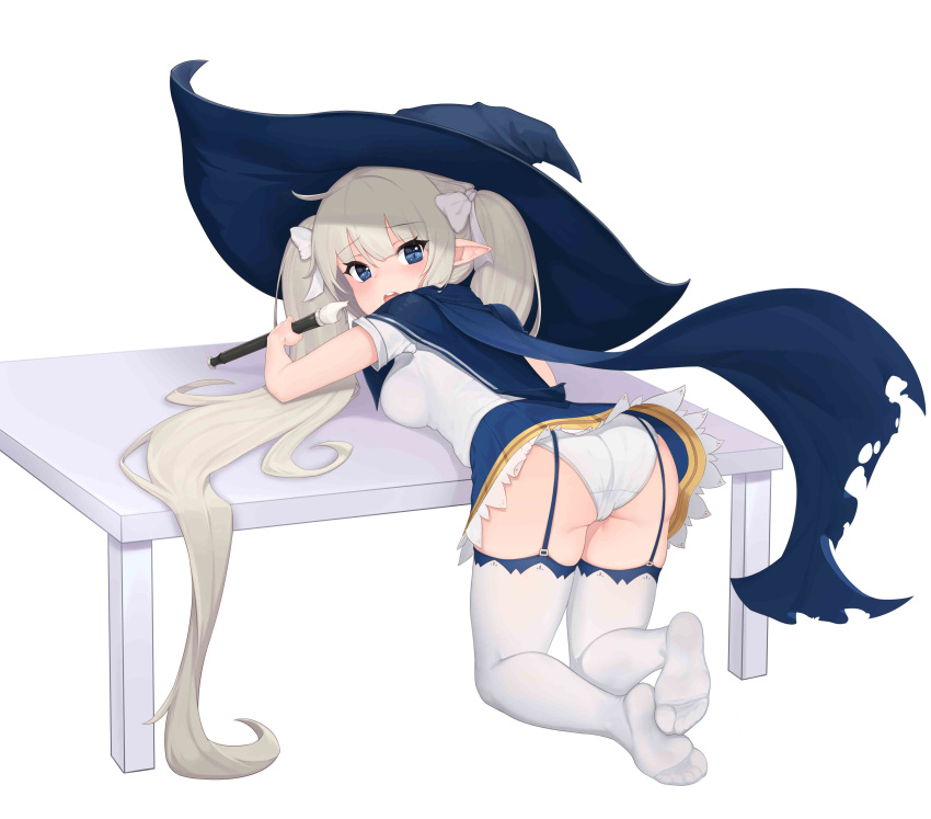 doha_skylightscent pantsu pointy_ears stockings thighhighs witch