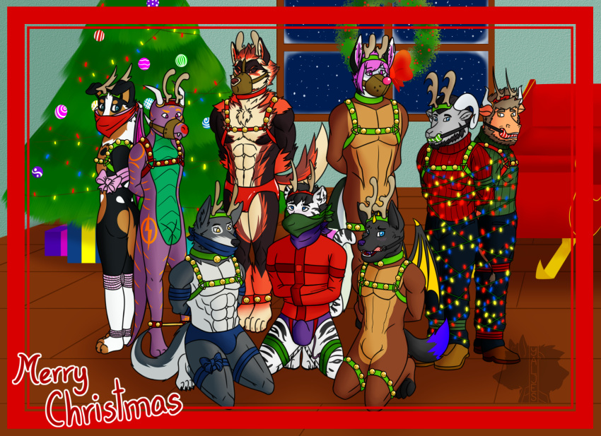 anthro aylott_(huntingdon) bit_gag bovid bulge canid canine canis caprine cloth_gag clothed clothing darkwolf_(silver1986) dragon eddyboy1805 felid gag group harness hi_res leather male mammal mostly_nude muzzle_(object) muzzled nude otm_gag otn_gag owen_(cryptic796) pantherine pinereese rope rubber scalie slimmy_spidox spreader_bar straitjacket tiger vaurien vince_(crytic796) wilcanyx wolf yaljes