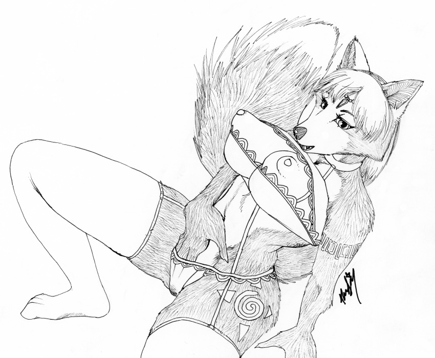 anthro areola big_breasts biped black_and_white bodily_fluids bra breasts clothing female fluffy fluffy_tail genital_fluids hi_res krystal leggings legwear lingerie masturbation monochrome nintendo nipples panties puffy_nipples pussy_juice realius reclining simple_background solo solo_focus star_fox traditional_media_(artwork) underwear video_games wet wet_clothing wet_panties wet_underwear