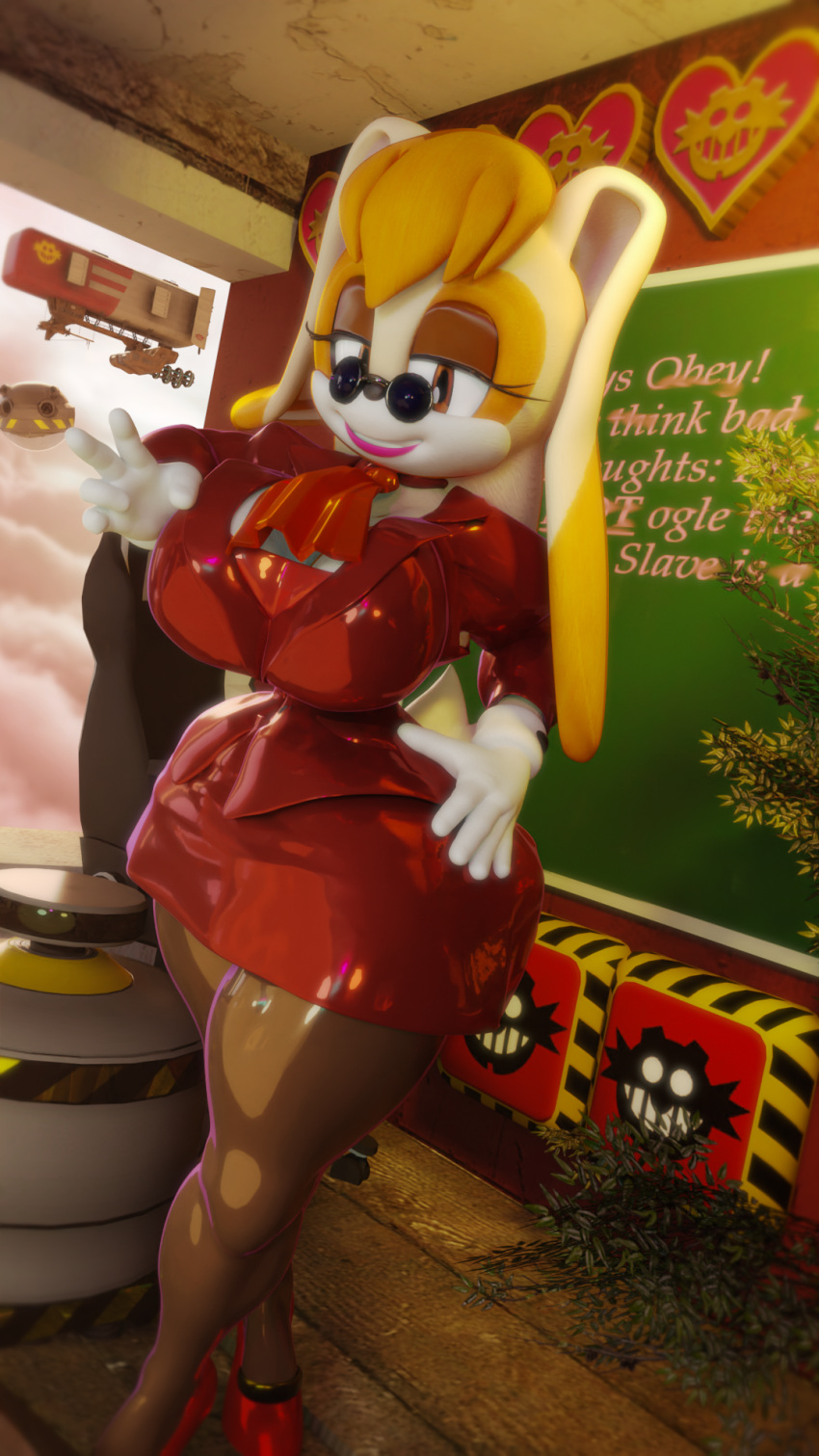 3d_(artwork) ascot big_breasts blender_(disambiguation) breasts chalkboard classroom digital_media_(artwork) eyewear female female_focus first_person_view glasses hi_res invalid_tag latex_clothes latex_uniform mature_female palisal rubber school small_waist sonic_the_hedgehog_(series) teacher vanilla_the_rabbit