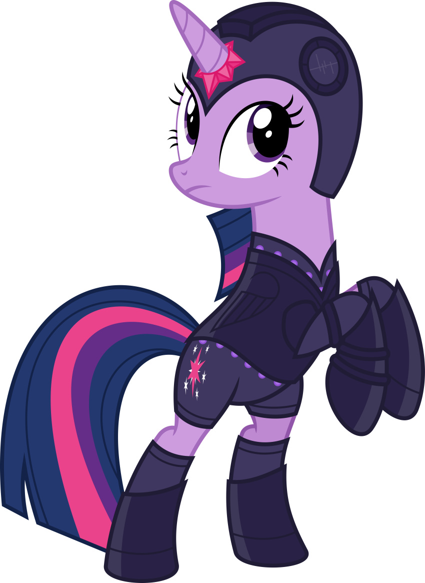 2017 absurd_res alpha_channel armor blue_body boots capcom clothed clothing cosplay crossover crossover_cosplay equid equine female feral footwear friendship_is_magic fully_clothed hair hasbro headgear helmet hi_res horn looking_up mammal mega_man_(series) multicolored_hair my_little_pony on_hind_legs parclytaxel pink_hair purple_hair simple_background solo transparent_background twilight_sparkle_(mlp) unicorn video_games