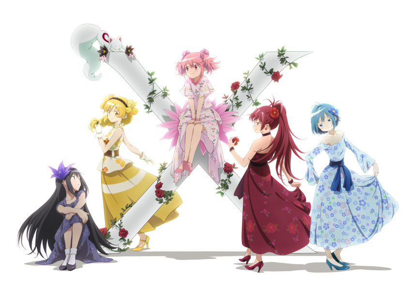 akemi_homura dress heels kaname_madoka mahou_shoujo_madoka_magica miki_sayaka sakura_kyouko taniguchi_junichirou tomoe_mami