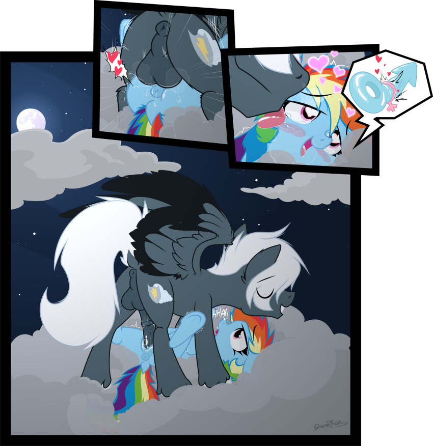 age_difference cloud duo fan_character female female_penetrated feral friendship_is_magic from_front_position hasbro hi_res male male/female male_penetrating male_penetrating_female mating_press my_little_pony night penetration rainbow_dash_(mlp) sex sherathoz young