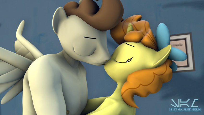 16:9 3d_(artwork) anthro anthrofied brother brother_and_sister digital_media_(artwork) duo equid equine female friendship_is_magic hasbro hi_res horn incest_(lore) kissing male male/female mammal my_little_pony nude pegasus pound_cake_(mlp) pumpkin_cake_(mlp) senthaurekmern sibling sister unicorn widescreen wings