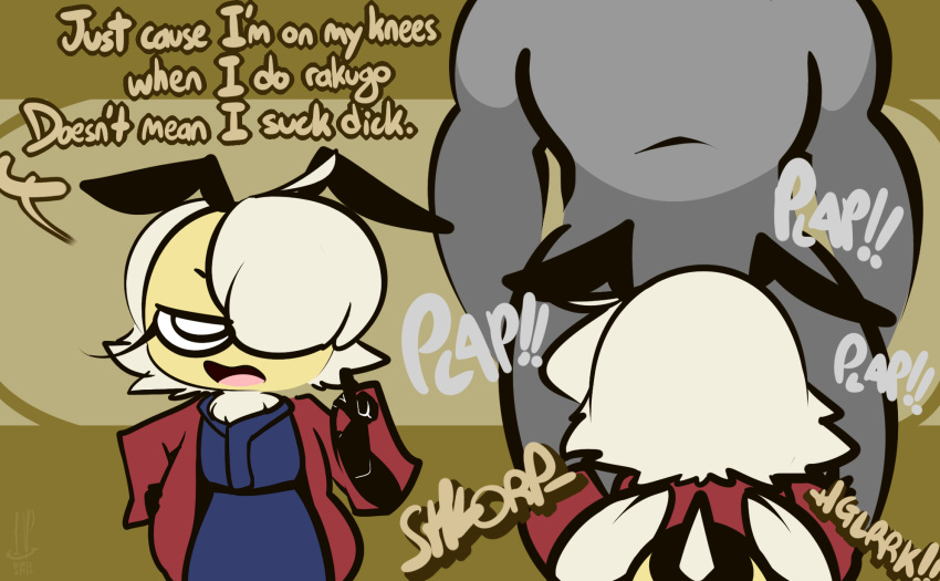 1-upclock anon anthro arthropod ayane_(1-upclock) bee dialogue duo english_text fellatio female hi_res hymenopteran insect instant_loss_2koma male male/female oral penile sex simple_background text