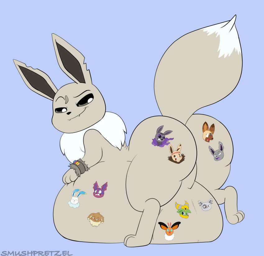 absurd_res balls belly big_balls big_belly big_butt bracelet butt eevee eeveelution fan_character feral genitals hi_res huge_balls hyper hyper_balls hyper_genitalia jewelry male nintendo pok&eacute;mon pok&eacute;mon_(species) scar shiny_pok&eacute;mon smushpretzel solo tattoo tattoo_on_balls tattoo_on_belly tattoo_on_butt video_games