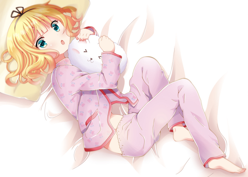 feet gochuumon_wa_usagi_desu_ka? kirima_sharo kohakugin open_shirt pajama shirt_lift tippy_(gochuumon_wa_usagi_desu_ka?)