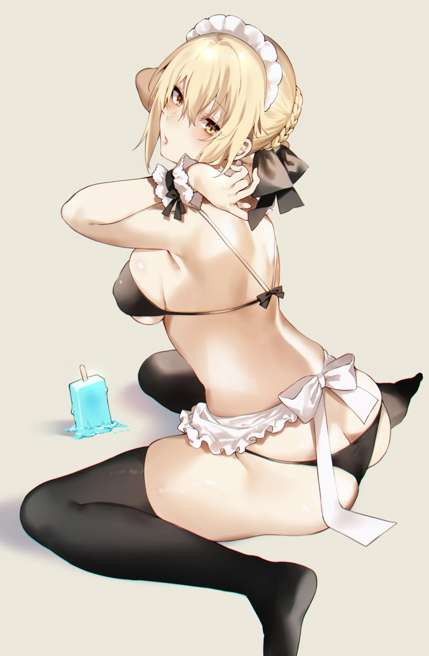 ass bikini erect_nipples fate/grand_order iriehana maid saber saber_alter swimsuits thighhighs