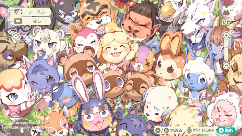 accipitrid accipitriform animal_crossing anthro ape apollo_(animal_crossing) avian beau_(animal_crossing) bird blush bovid canid canine canis caprine chibi child confetti cricetid dom_(animal_crossing) domestic_cat eagle elephant elephantid facial_hair felid feline felis female goat gorilla grin group group_shot hamster haplorhine kyle_(animal_crossing) lagomorph leporid lion male mammal marshal_(animal_crossing) mitzi_(animal_crossing) mustache nintendo pantherine party_popper primate proboscidean rabbit raccoon_dog raymond_(animal_crossing) rodent rosie_(animal_crossing) ry_o_ta sheep smile snake_(animal_crossing) stitches_(animal_crossing) tanuki teddy_bear tiger timmy_nook tommy_nook unknown_character ursid video_games whitney_(animal_crossing) wolf young