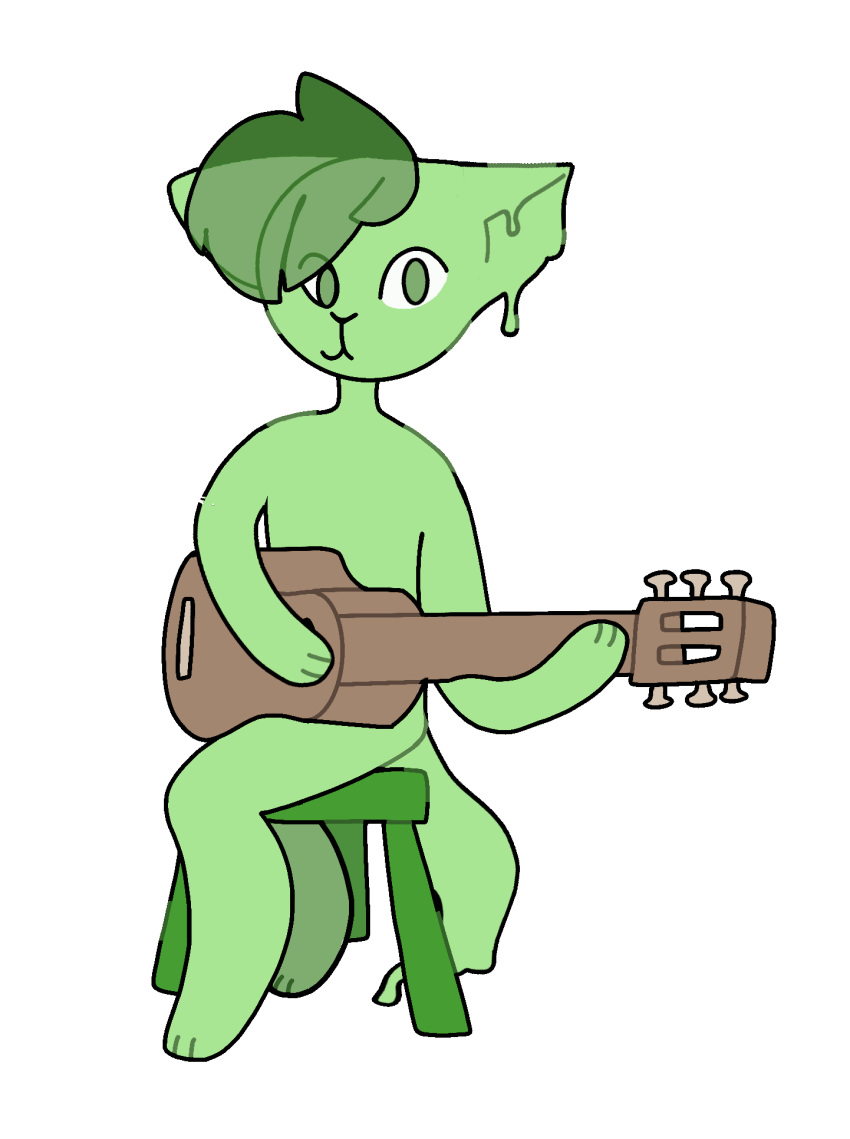 ambiguous_gender animated anthro biean chair furniture guitar hi_res musical_instrument plucked_string_instrument slime slimefur solo string_instrument