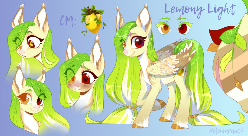 &lt;3 &lt;3_eyes absurd_res accessory cutie_mark ear_tuft equid equine female feral furgonomics hair_accessory hasbro helemaranth heterochromia hi_res lemony_light looking_away looking_back mammal model_sheet my_little_pony pegasus solo star_eyes tail_accessory tuft wings