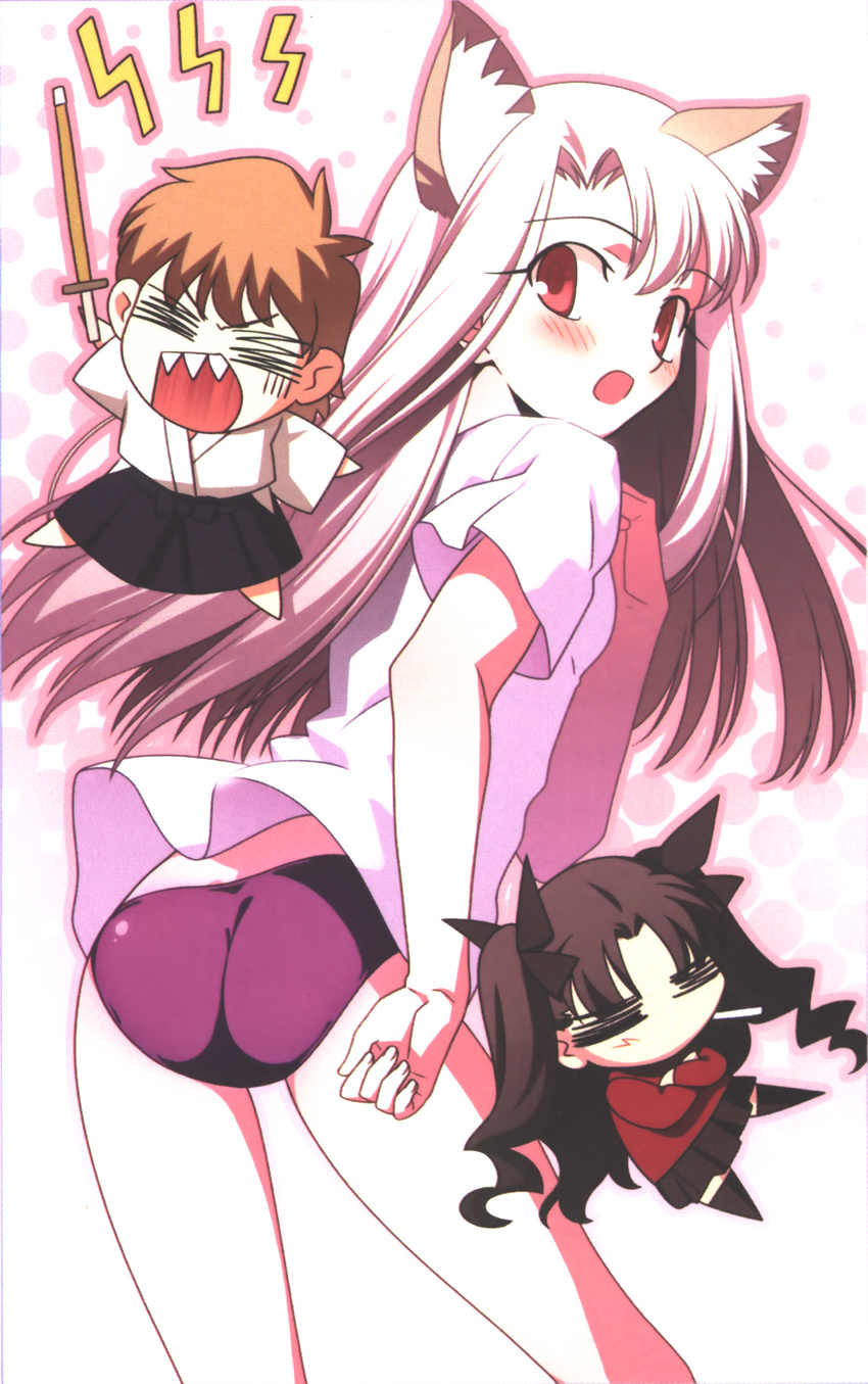 animal_ears fate/stay_night fujimura_taiga gym_uniform illyasviel_von_einzbern nekomimi takeuchi_takashi tohsaka_rin