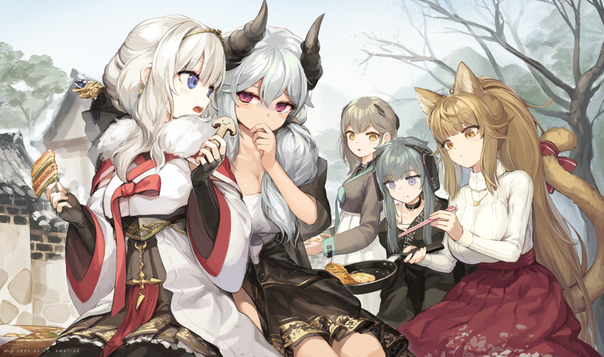 animal_ears cleavage horns jakoujika sweater tagme tail