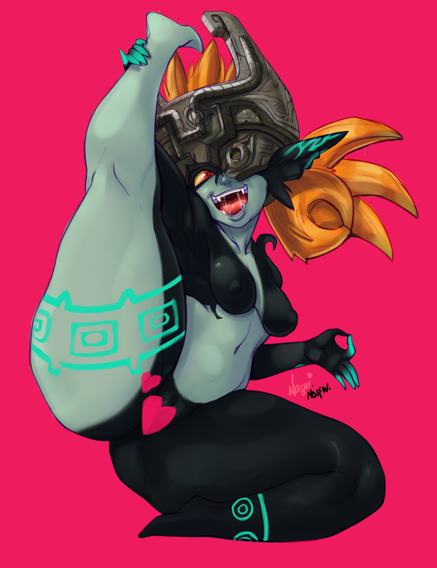 &lt;3 &lt;3_censor &lt;3_eyes 2020 5_fingers absurd_res bodily_fluids breasts censored fangs female fingers genitals gesture hi_res holding_leg huge_hips humanoid imp looking_at_viewer midna nagainosfw navel nintendo nipple_outline nude ok_sign open_mouth open_smile overweight pink_background pussy raised_leg red_eyes saliva signature simple_background smile solo spread_legs spreading teeth the_legend_of_zelda thick_thighs twili twilight_princess video_games wide_hips