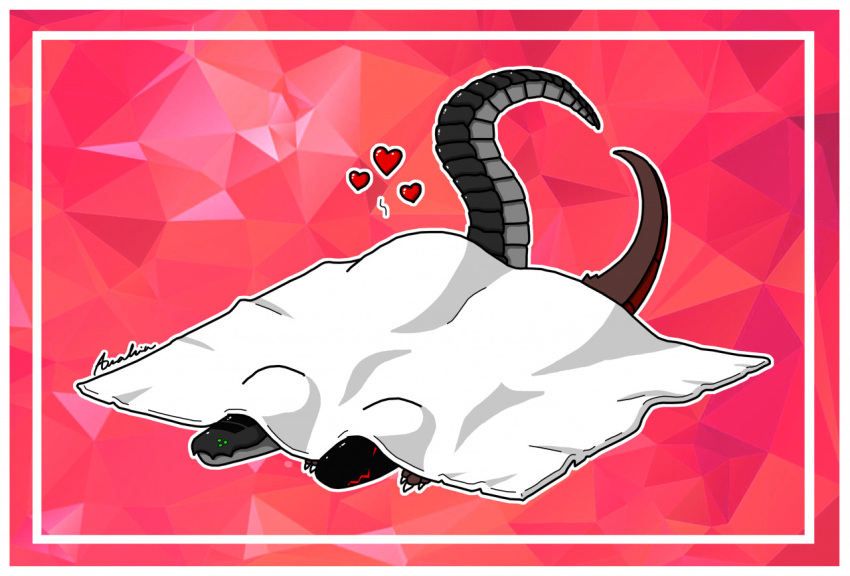 &lt;3 anthro arahia bedding blanket claws cuddling cute_eyes duo female invalid_tag machine male male/female protogen raised_tail rashi red_eyes robot segmented_tail selo synth_(vader-san) under_blanket visor