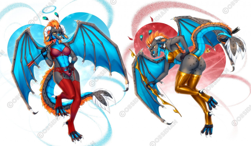 2021 5_fingers anthro breasts claws clothed clothing digital_media_(artwork) dragon female fingers horn littlemomoko membrane_(anatomy) membranous_wings scalie smile tongue western_dragon wings yellow_eyes