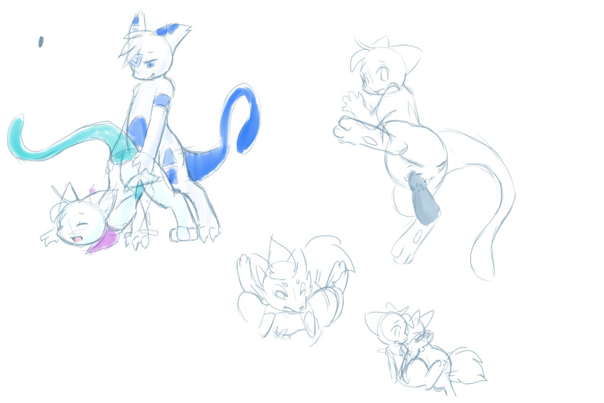all_fours anthro colored_sketch digital_media_(artwork) doggystyle duo female female_penetrated feral from_behind_position from_front_position fusion genitals hatiimiga legendary_pok&eacute;mon lunamew lying male male/female male_penetrating male_penetrating_female mew mewtwo missionary_position nintendo on_back on_side penetration penis pok&eacute;mon pok&eacute;mon_(species) pok&eacute;mon_fusion sex sketch solo vaginal vaginal_penetration video_games zorua