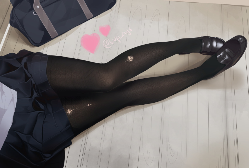 lufi_ays pantyhose seifuku skirt_lift torn_clothes